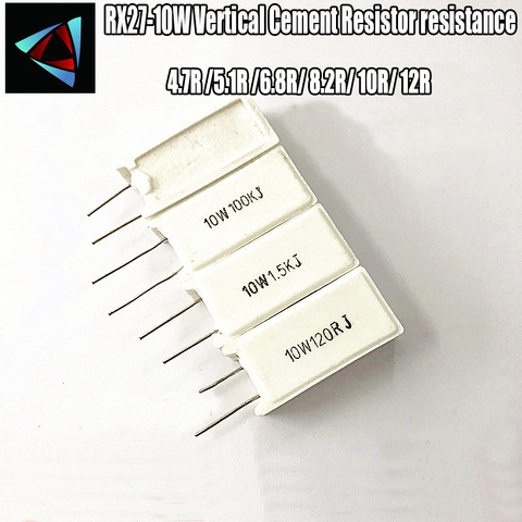 RX27- 10W SQM Vertical Cement Resistor resistance 4.7R 5.1R 6.8R 8.2R 10R 12R OHM ► Photo 1/1