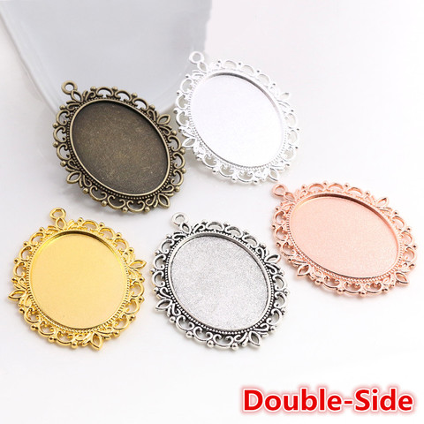 New Fashion 5pcs 30x40mm Inner Size Antique Bronze Silver Color Gold Color Double Side Cabochon Base Setting Charms Pendant ► Photo 1/6