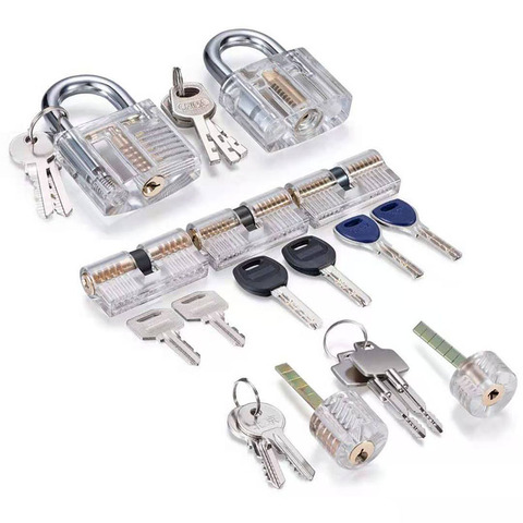 Practice Lock Set,7 Transparent Locks Clear Cylinder Lock With Keys Pro Locksmiths ► Photo 1/6