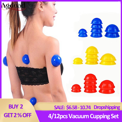 4/12pcs Vacuum Cupping Set Silicone Cupping Therapy Cans Rubber Body Slimming Suction Cups Back Massager ► Photo 1/6