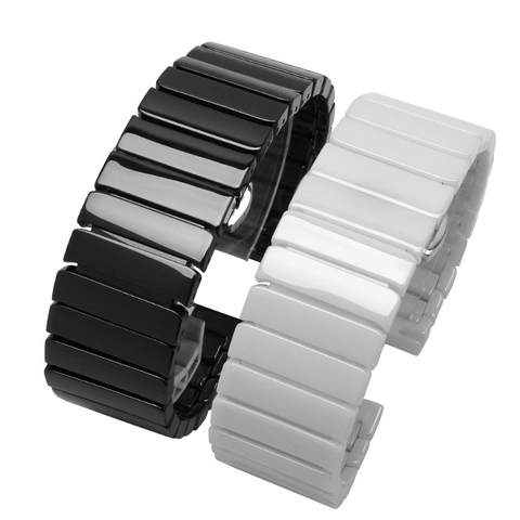 Striated pearl Ceramics watchband 16 18 20 22mm black white wristband Suitable for men and women bracelet Quick release ► Photo 1/5