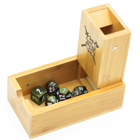 Bamboo Dice Tower Foldable Wooden Die Roller Castle Rolling Case For Dungeons and Dragons, Board Game, D&D, RPG ► Photo 1/5