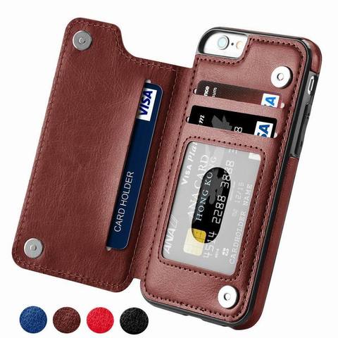 Luxury Slim Fit Premium Leather Cover For iPhone 11 12 mini Pro XR XS Max X 6 6s 7 8 Plus Wallet Card Slots Shockproof Flip Case ► Photo 1/6