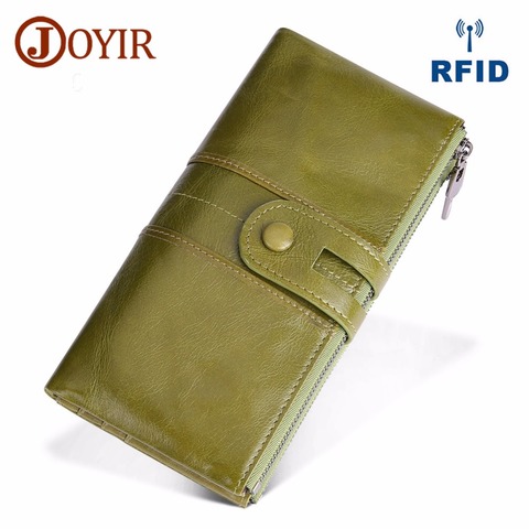 JOYIR Design Unisex Women Clutch Wallets Genuine Leather Male Women's Long Wallet Zipper Purse Coin Purse Money Phone Bag RFID ► Photo 1/6