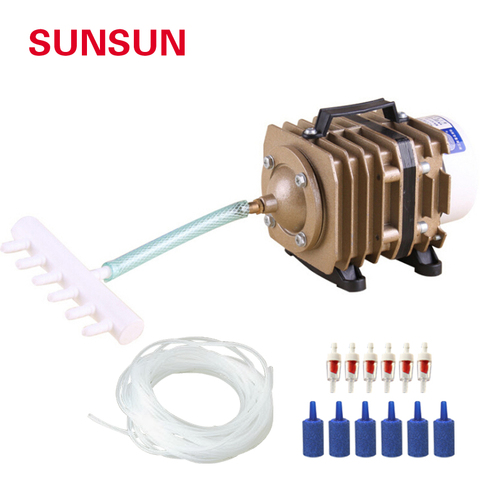 SUNSUN aquarium electromagnetic air compressor air pump is suitable for large aquarium pond aerator 220V With hose and gas stone ► Photo 1/6