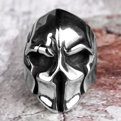 Stainless Steel Men Rings Spartan Helmet Warrior Skull Punk Rock Gothic for Biker Male Boy Jewelry Creativity Gift Wholesale ► Photo 1/6