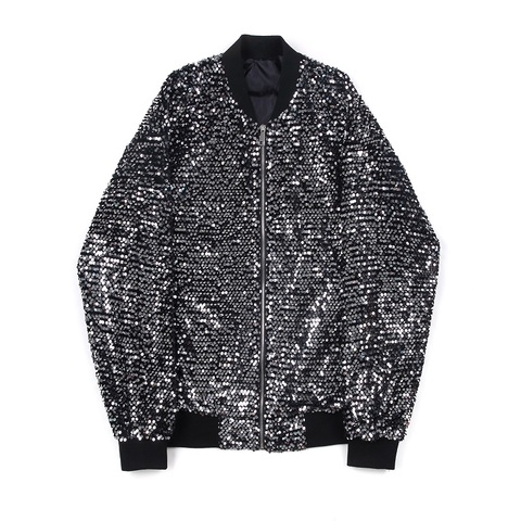 Fashion Men's Sequined Jackets Bling Glitter Bomber Jacket Coat Reflective Hip Hop Tops Streetwear Singer Nightclub Clothing Man ► Photo 1/6