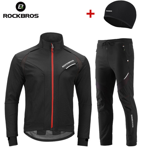 ROCKBROS Winter Cycling  Suit Thermal Warm Bike Jackets Pants Sets Women Men Rainproof Windproof Outdoor Bicycle Sports Set ► Photo 1/6