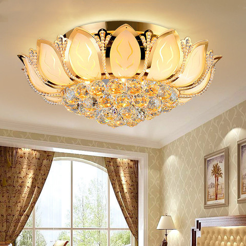 Lotus Flower Modern Ceiling Light With Glass Lampshade Gold Ceiling Lamp for Living Room Bedroom lamparas de techo abajur ► Photo 1/6