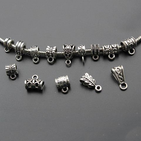 30pcs Tibetan Silver Clip Bail Beads Charm Necklace Pendant Clasp Connector Bail Beads For Jewelry Making Findings DIY Supplies ► Photo 1/3