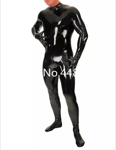 Handmade rubber catsuit latex leotard sexy garment for male skintight latex bodysuits attacehd socks and gloves ► Photo 1/3