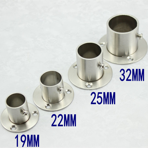 2pcs/lot Stainless steel pipe bracket 19-32mm Dia Tube support Flange Seat for Wardrobe Hanging Rail Rod Pole Socket End Holder ► Photo 1/6