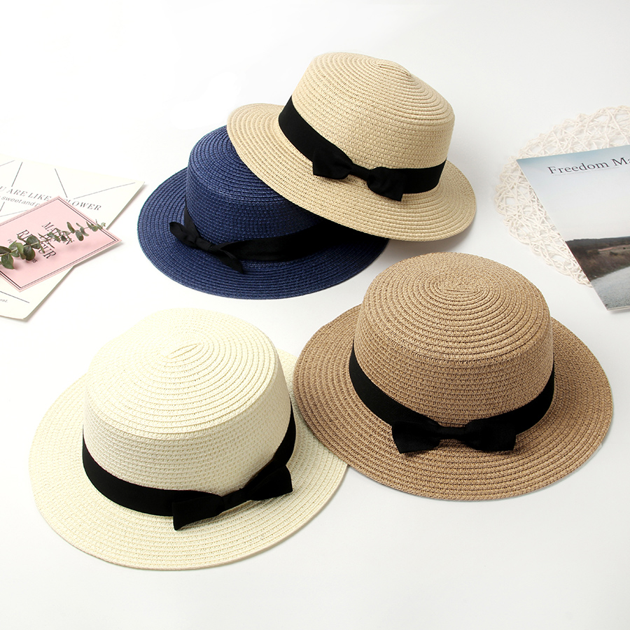 Sun Straw Hat for Women Bowknot Flat Hat Elegant Lady Womens Summer Bow Straw Hats Great