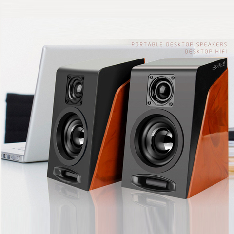 USB Wired Desktop Computer Speaker Portable Multimedia Wooden 2.0 Notebook Small Stereo 3D Stereo Pc Subwoofer 3.5mm Audio Plug ► Photo 1/6