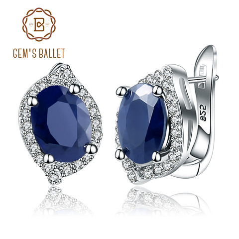 Gem's Ballet 3.26C Natural Blue Sapphire Gemstone Vintage Stud Earrings 925 Sterling Silver Fine Jewelry For Women Drop Shipping ► Photo 1/6