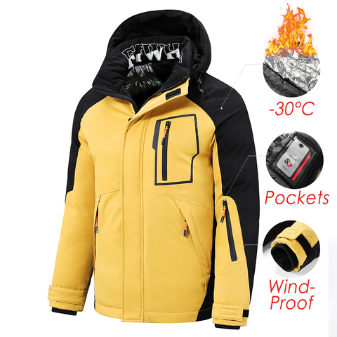 5XL Men 2022 Winter New Outwear Thick Warm Parkas Jacket Coat Men Casual Waterproof Pockets Detachable Hooded Parkas Jacket Men ► Photo 1/6