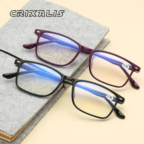 CRIXALIS Rectangle Reading Glasses For Men's Anti Blue Light Prescription Eyeglasses Farsightedness Computer Eyewear Women UV400 ► Photo 1/6