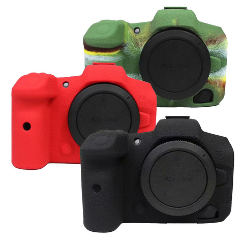 Soft Silicone Case Body Cover Protector Frame Skin for Canon EOS R5 EOSR5 Mirrorless Camera Tempered Glass ► Photo 1/6