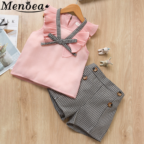 Menoea Girls Clothing Sets 2022 New Style Summer Children Clothes Cute  Dots Lace + Bow Short Pants 2pc Kids Clothes Sets ► Photo 1/6