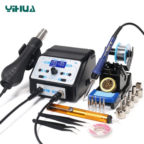 YIHUA 938BD+-I 750W Soldering Iron Station Declined Display SMD Rework Station LCD Welding Station Hot Air Gun Soldering Station ► Photo 1/6