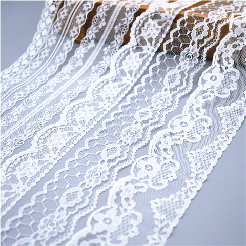 2022 Hot White Lace Ribbon Tape 10 yards Width 45MM Trim Fabric DIY Embroidered Cord For Sewing Decoration african lace fabric ► Photo 1/6