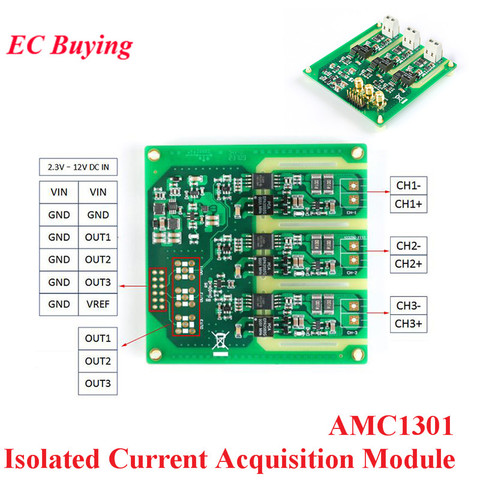 AMC1301 3 Channel Isolated Current Acquisition Module DC-DC 3.3-12V 2500Vdc STM32 200KHz Bandwidth Motor Analog Isolation AD8605 ► Photo 1/6