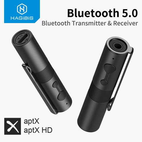 Hagibis Bluetooth 5.0 Transmitter Receiver 2-in-1 3.5mm Jack Audio Aptx Wireless Adapter AUX for TV Headphones PC Car Nintendo ► Photo 1/6