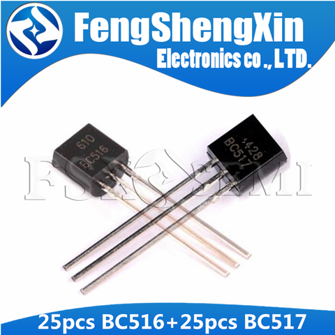 50PCS (25pcs BC516 + 25pcs BC517) NPN PNP Transistor TO-92 ► Photo 1/1