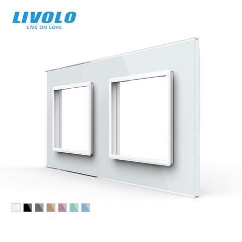 Livolo Luxury White Pearl Crystal Glass, EU standard, Double Glass Panel For Wall Switch&Socket, C7-2SR-11  (4 Colors) ► Photo 1/5