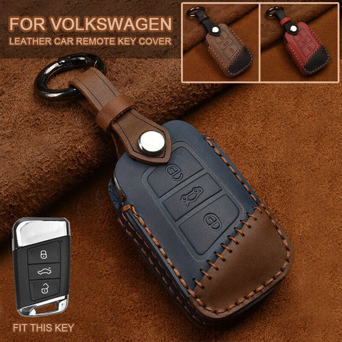 New Leather Key Cover Remote Case Shell For VW PASSAT 2015 - 2022  B8 Skoda Kodiaq Superb A7  car key case  key holder ► Photo 1/6