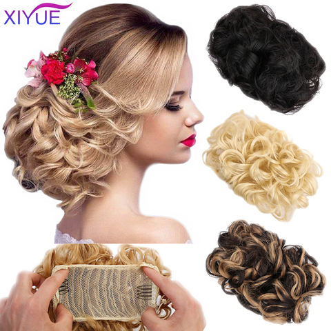 Synthetic Flexible Clip In Hair Buns Curly Scrunchy Chignon Elastic Messy Wavy Scrunchies Wrap For Ponytail Extensions For Women ► Photo 1/6