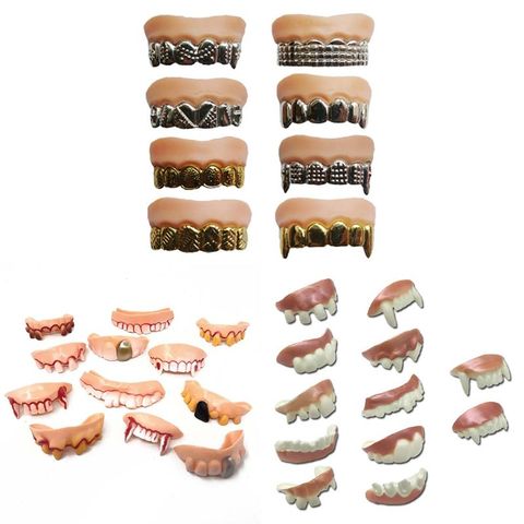 12pcs/set Halloween Party Prank Toys Simulation Rotten Teeth Vampire Denture Masquerade Cosplay Fake Teeth Trick Props ► Photo 1/6