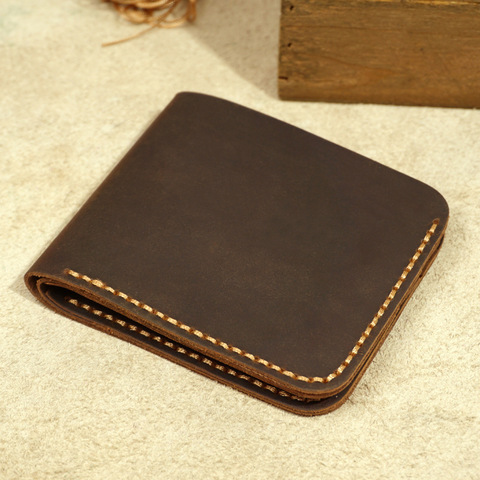 Top Genuine Leather Men's Wallet Retro Handmade Wallet for Men Durable Real Leather portfel male cartera hombre Purse for men ► Photo 1/6