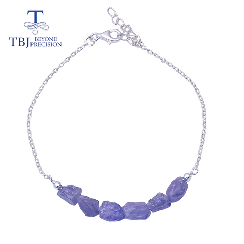 2022 new Handmade Gemstone tanzanite Rough bracelet,natural gemstone rough 925 sterling silver fine jewelry for women ► Photo 1/6