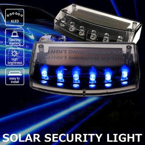 2022 NEW Universal Alarm Lamp Car Solar Power Simulated Alarm Warning Strobe Light Anti-Theft 6 LED Flashing Security Light ► Photo 1/6