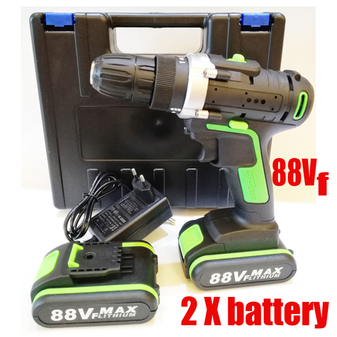 88VF 2 Speed Power Drills  Cordless Drill 3 IN1 Electric Screwdriver Hammer Hand Drill 2 Batteries ► Photo 1/6