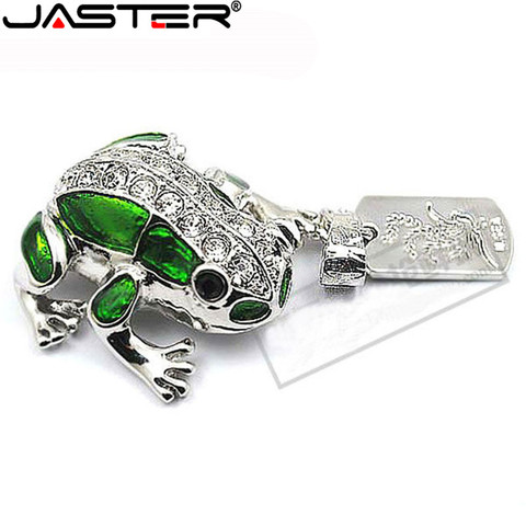 JASTER metal frog USB 2.0 flash memory with keychain 64GB 32GB 16GB 8GB 4GB gift beautiful with diamonds cute ► Photo 1/6
