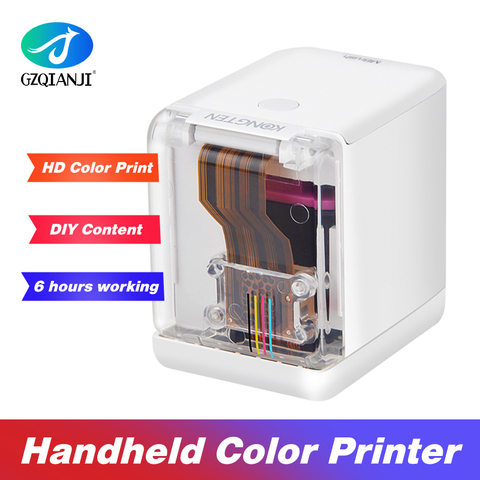 Kongten Mbrush Printer Mobile Color Mini Handheld Printer inkjet WIFI USB tattoo logo wireless Bluetooth A4 inkjet Phone printer ► Photo 1/6