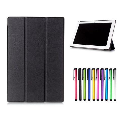 Smart Magnet Fold Flip PU Leather Funda Case For Sony Xperia Z2 Z3 Z4 Tablet Case Protective Cover + Pen ► Photo 1/6