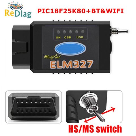 ELM327 USB PIC18F25K80 Chip with Bluetooth&WIFI for Ford HS CAN/MS CAN switch Forscan ELM 327 OBD2 Code Reader ► Photo 1/6