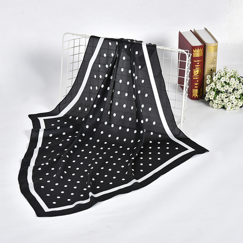 women polka dot printed soft multifunctional hankerchief foulard femme muslim hijab wrap bandana imitated silk square head scarf ► Photo 1/6