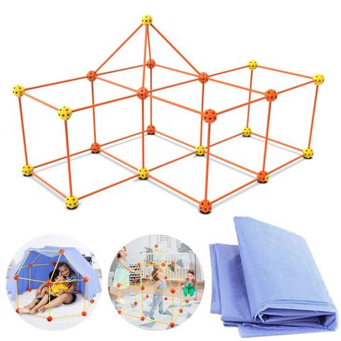 DIY Beaded block tent for Kids Construction Fort Building Blocks