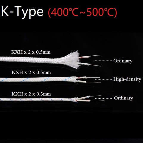 K-Type KX-H  2Cores 3Cores Temperature Measure Wire Fiberglass Braid High Temperature Insulated Compensation Cable Line ► Photo 1/6