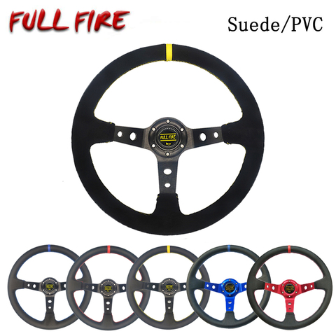Universal 350MM Suede Steering Wheel  Leather Steering Wheel Drift racing type High quality Suede/PVC Style ► Photo 1/5