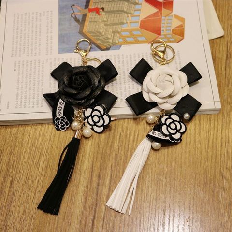 Camellia tassel pendant car key ring decoration girl bag fashion pendant keychain ► Photo 1/6