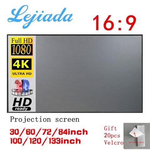 LEJIADA Projector simple curtain Anti-light screen 60 72 84 100 120 inches home outdoor office portable 3d HD projector screen ► Photo 1/6