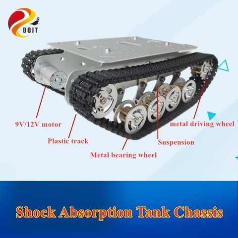 DOIT TS100 Metal Rc Robot Tank Car Chassis Shock Absorption Car With Suspension System Crawler Caterpillar for Arduino DIY Toy ► Photo 1/6