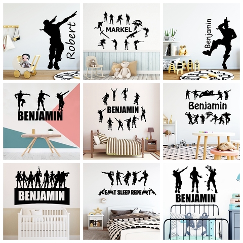 Buy Online New Custom Name Battle Royal Wall Sticker Name Ps4 Wall Decals For Kids Room Decor Gaming Stickers Decal Wallpaper Muursticker Alitools