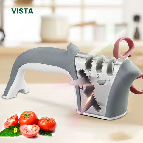 Knife sharpener Whetstone 4 in 1 Diamond Coated&Fine Rod Knife Shears dolphin handle ► Photo 1/6