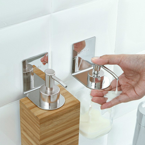 Stainless Steel Wall Hanging Shower Gel Liquid Soap Dispensers Holder Self-Adhesive Punch-Free Shampoo Hook Sanitizer Hanger ► Photo 1/6